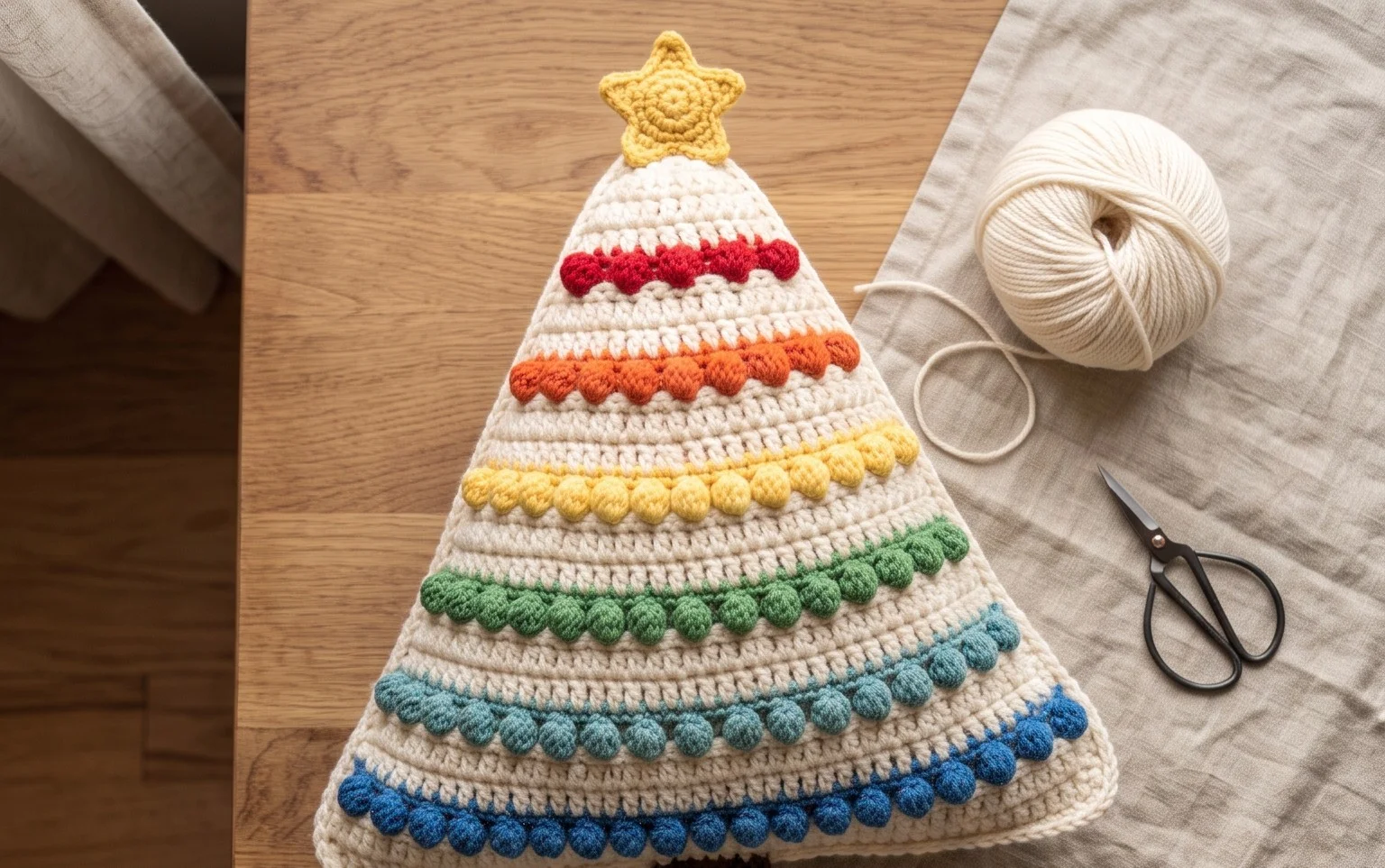 Easy Mosaic Oh Xmas Tree Pillow: Free Crochet Pattern