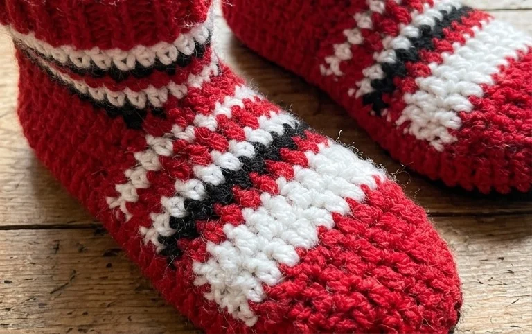 Crochet Christmas Adult Slippers Free Patterns tutorials