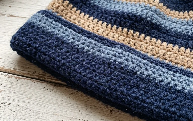 Easy Striped Beanie Hat for Men & Boys Free Crochet Pattern