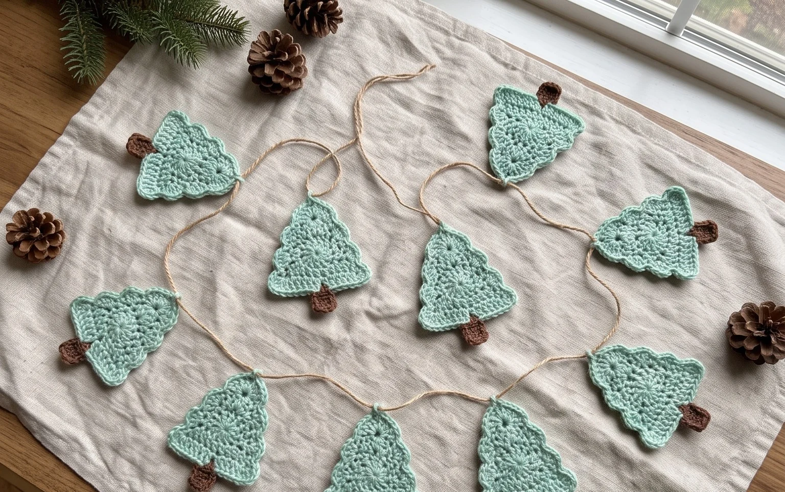 Easy Crochet Christmas Tree Garland Free Pattern