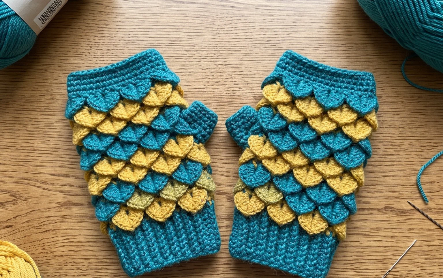 Dragon Scale Fingerless Gloves Crochet Patterns